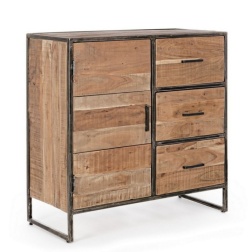 Credenza 1 anta 3 cassetti in legno Elmer